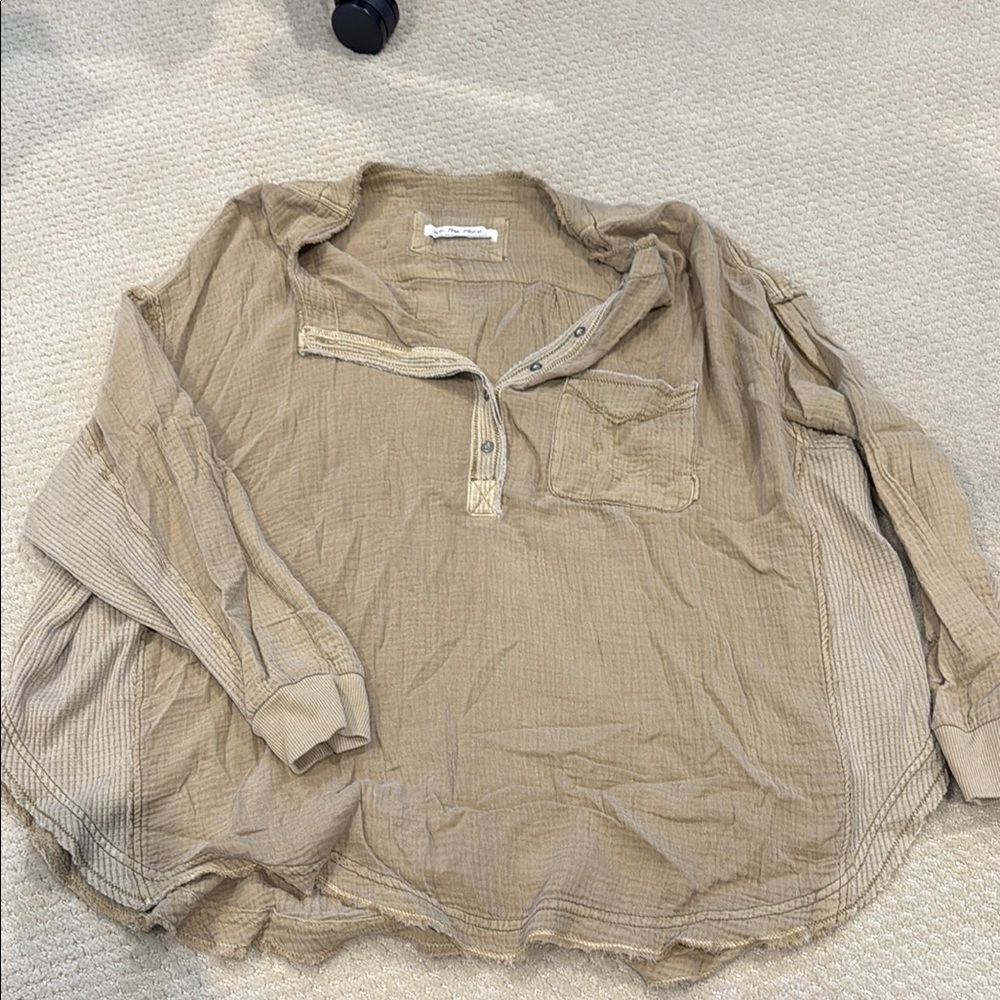 Tan Long-Sleeve Button-Up Shirt